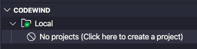 image of VS Code without any local Codewind projects