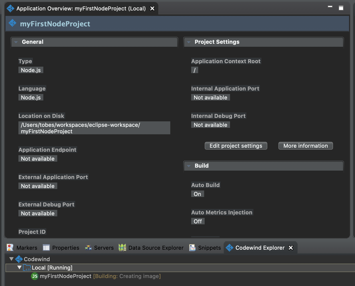 image of the project overview screen