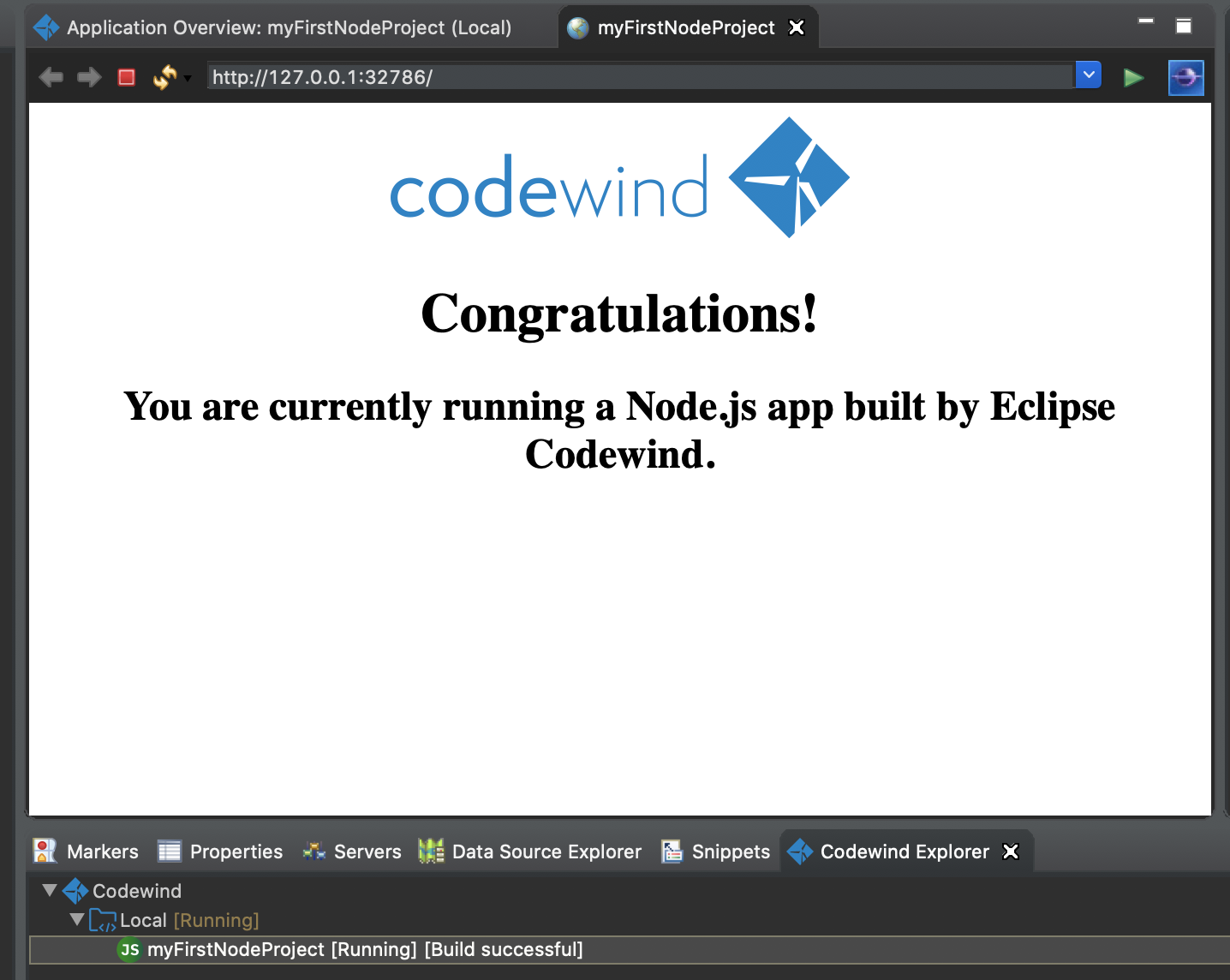 image of the application in the web browser