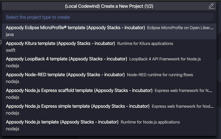 image of the list of project types